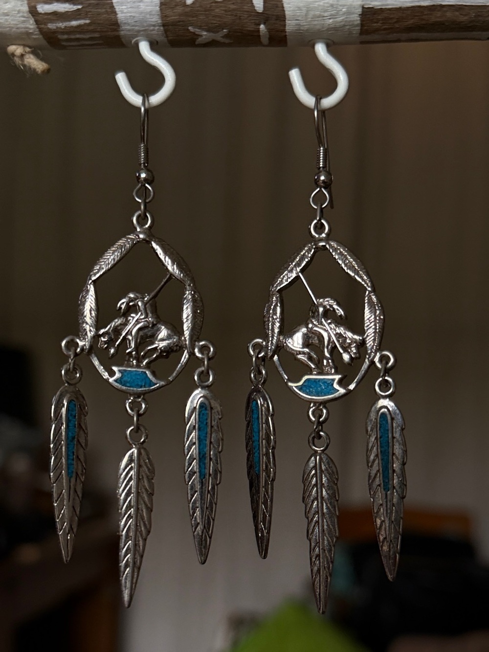 Walldeck Jewelry silver-tone "End of the Trail" dreamcatcher dangle earrings